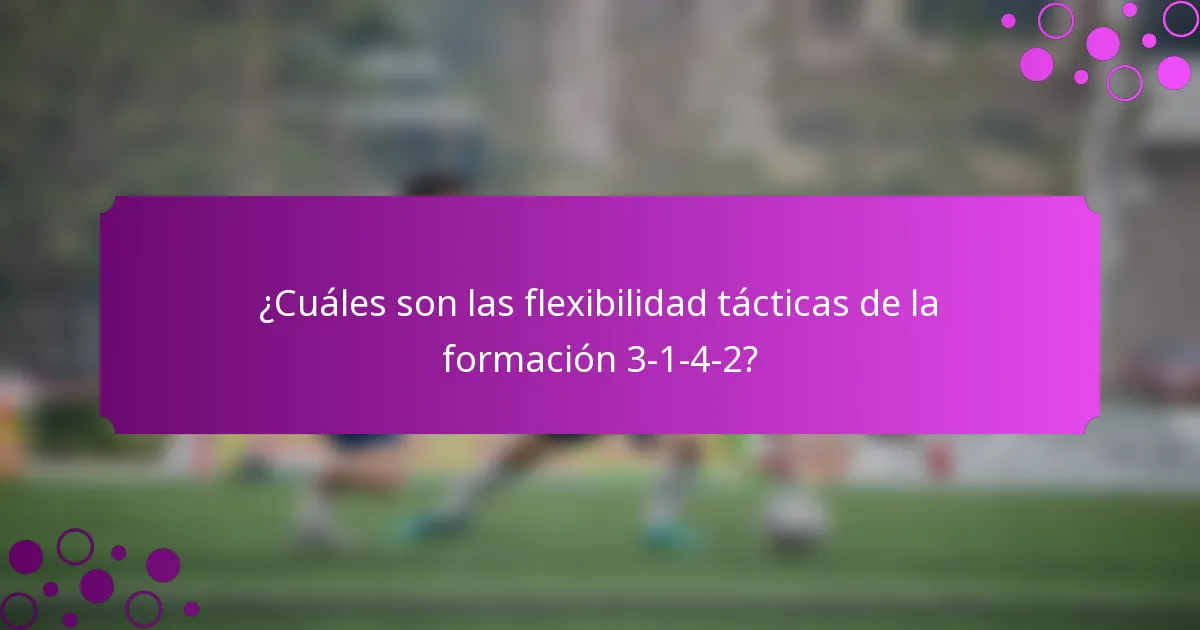¿Cuáles son las flexibilidad tácticas de la formación 3-1-4-2?
